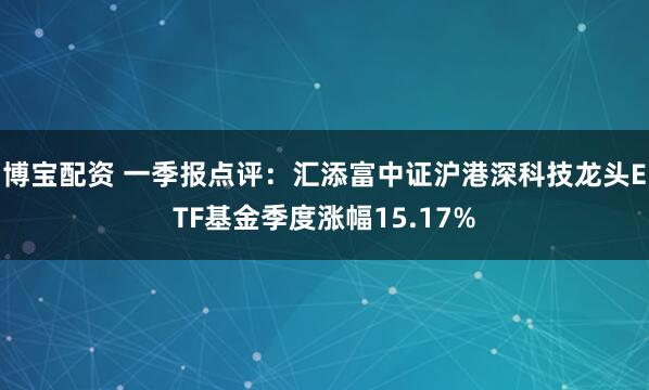 博宝配资 一季报点评：汇添富中证沪港深科技龙头ETF基金季度涨幅15.17%